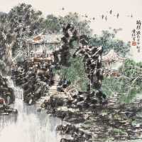 吴庆林 壬午（2002）年作 归雁 镜心